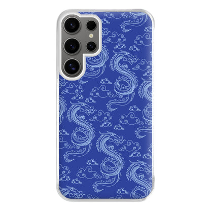 Blue Dragon Pattern Phone Case for Galaxy S24 Ultra