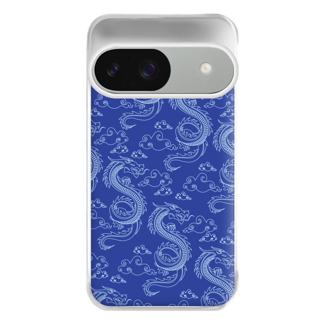 Blue Dragon Pattern Phone Case for Google Pixel 9 / 9 Pro