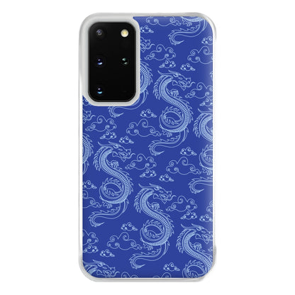 Blue Dragon Pattern Phone Case for Galaxy S20 Plus