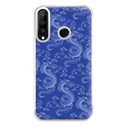 Blue Dragon Pattern Phone Case for Huawei P30 Lite