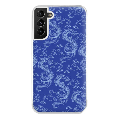 Blue Dragon Pattern Phone Case for Galaxy S21 Plus