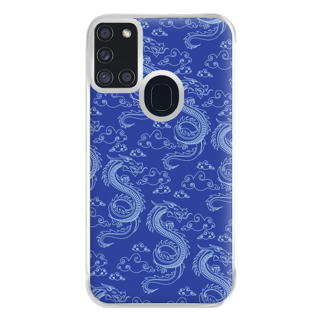 Blue Dragon Pattern Phone Case for Galaxy A21s