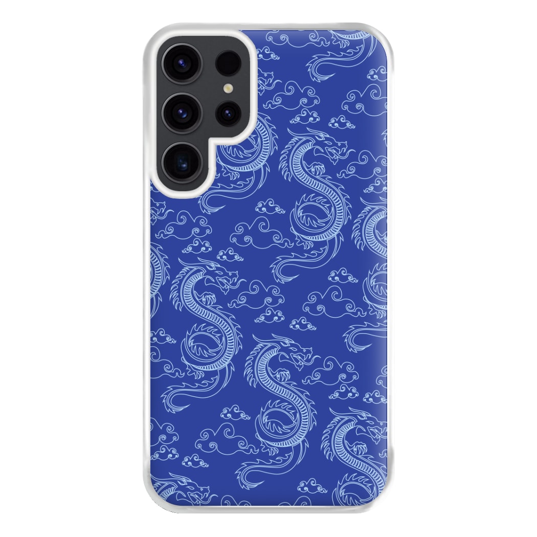 Blue Dragon Pattern Phone Case for Galaxy S23 Ultra