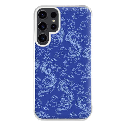 Blue Dragon Pattern Phone Case for Galaxy S23 Ultra