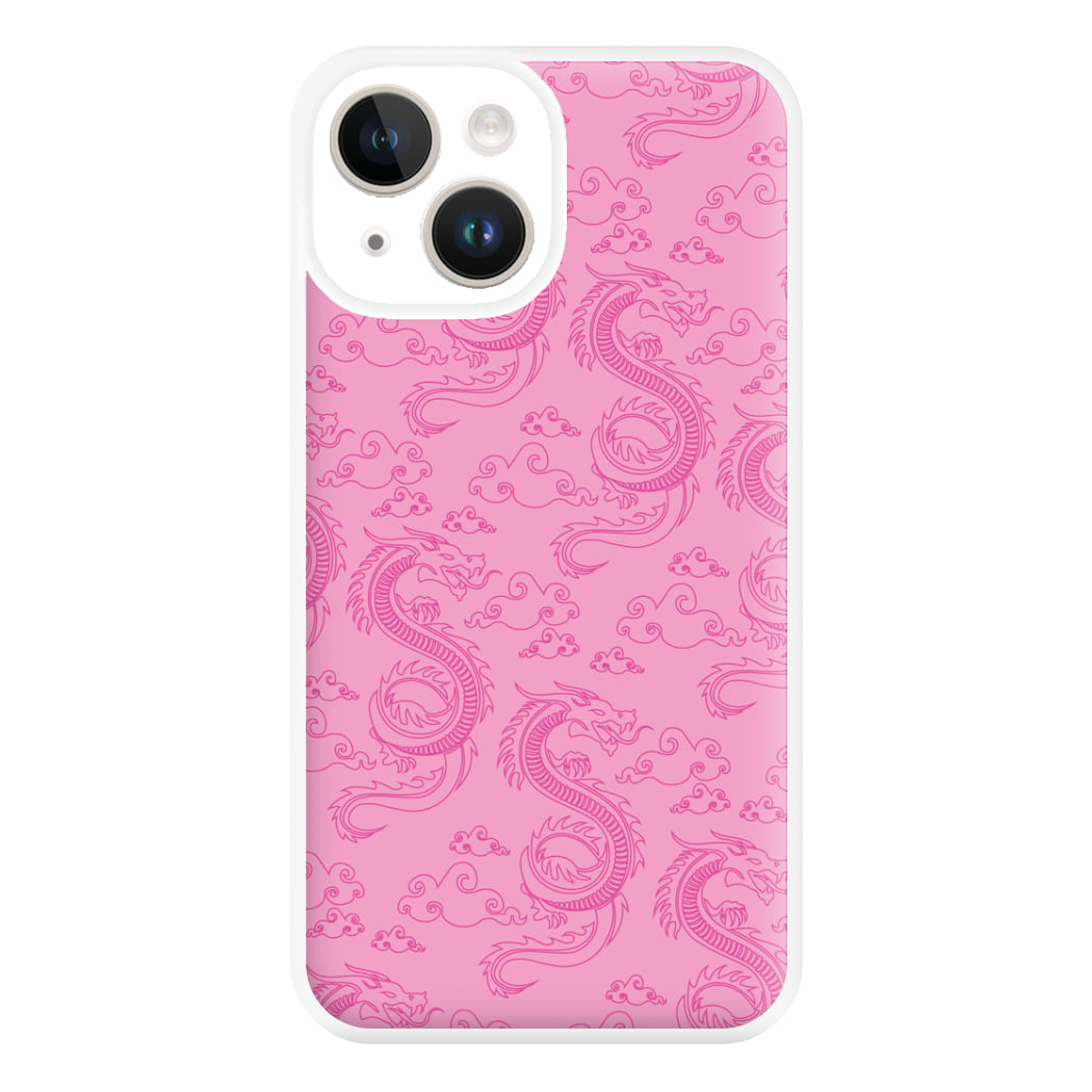 Pink Dragon Pattern Phone Case for iPhone 14