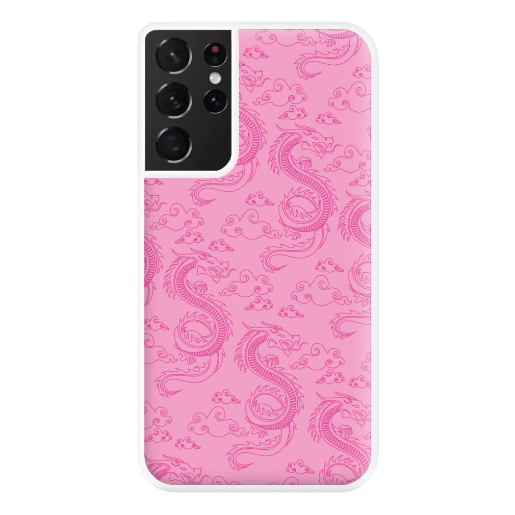 Pink Dragon Pattern Phone Case for Galaxy S21 Ultra