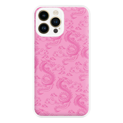 Pink Dragon Pattern Phone Case for iPhone 14 Pro Max