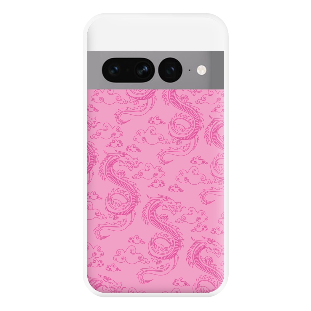 Pink Dragon Pattern Phone Case for Google Pixel 7 Pro