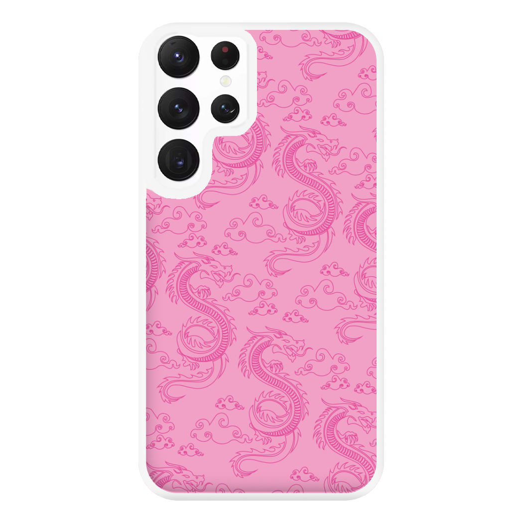 Pink Dragon Pattern Phone Case for Galaxy S22 Ultra