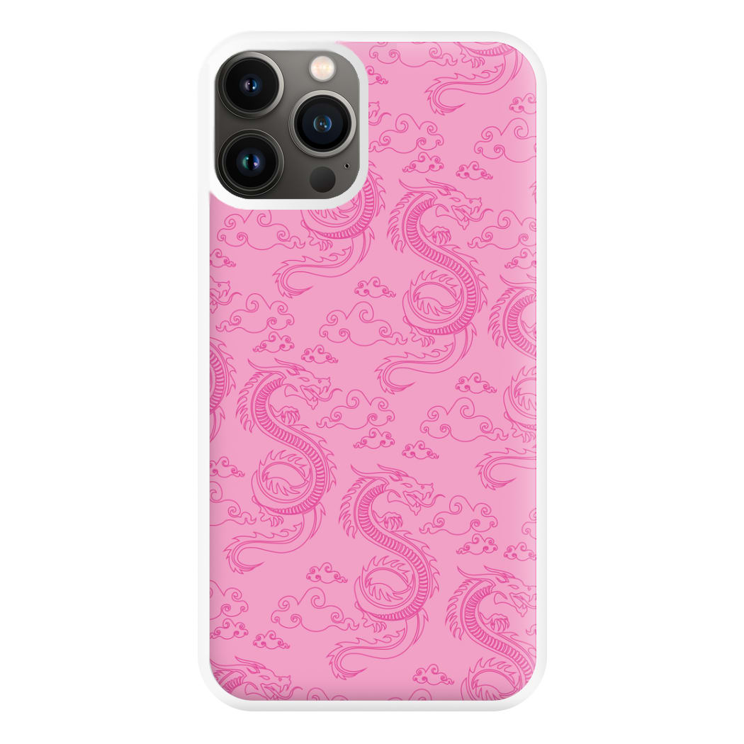 Pink Dragon Pattern Phone Case for iPhone 13 Pro Max