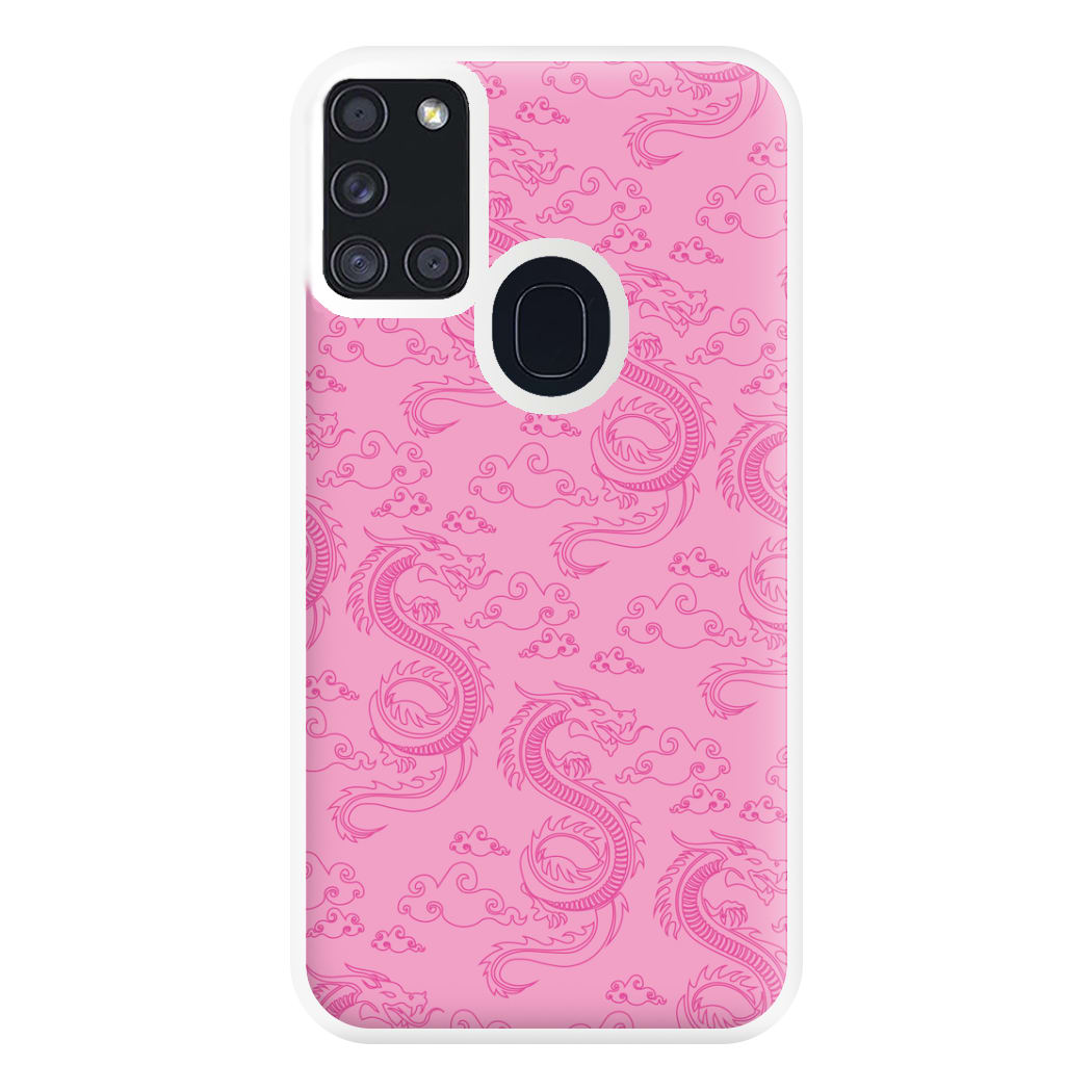 Pink Dragon Pattern Phone Case for Galaxy A21s