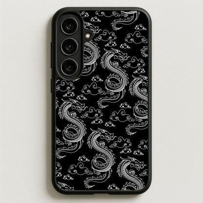 Black And White Dragon Pattern Phone Case for Galaxy S25FE
