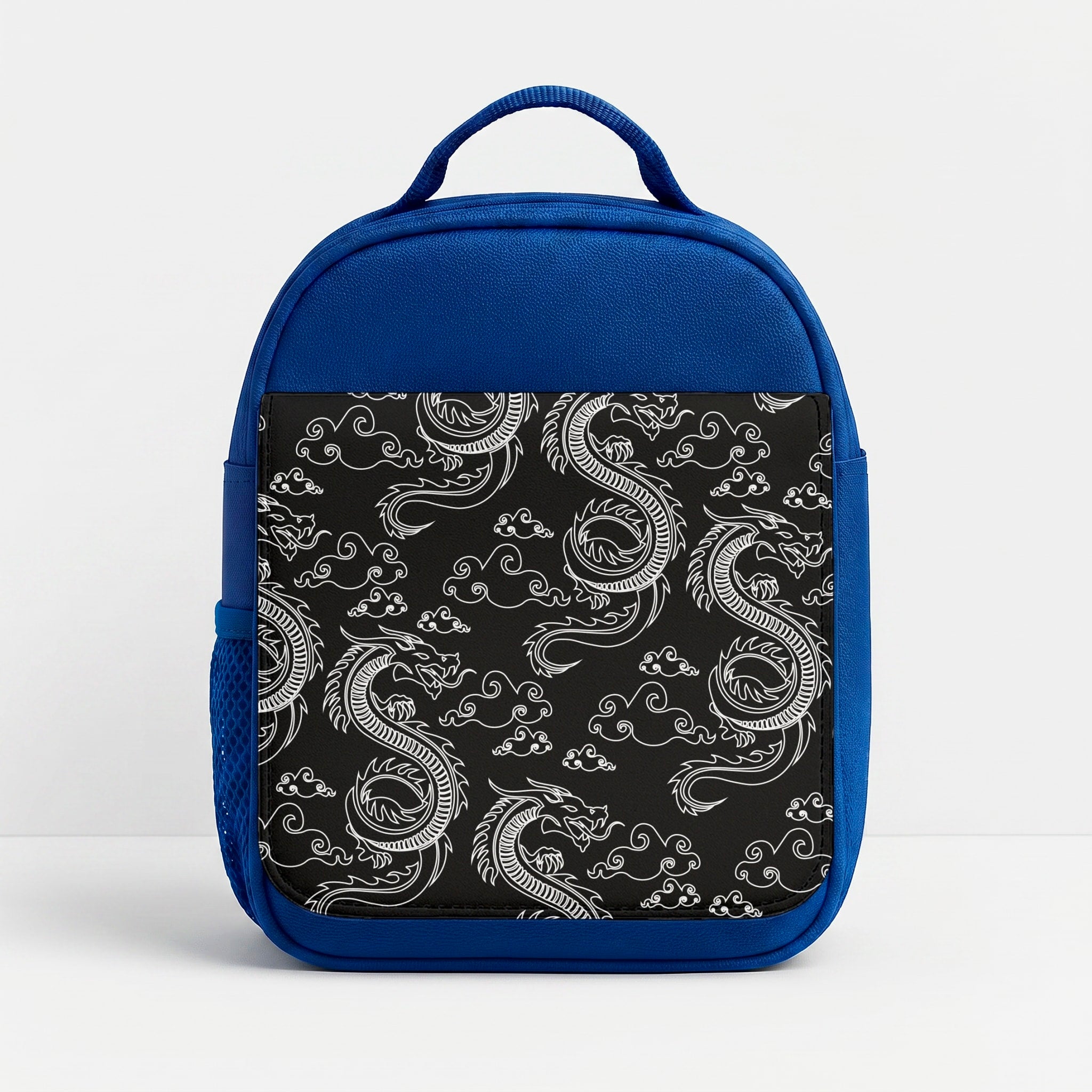 Black And White Dragon Pattern Lunchbox - Blue