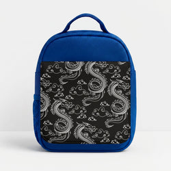 Black And White Dragon Pattern Lunchbox - Blue