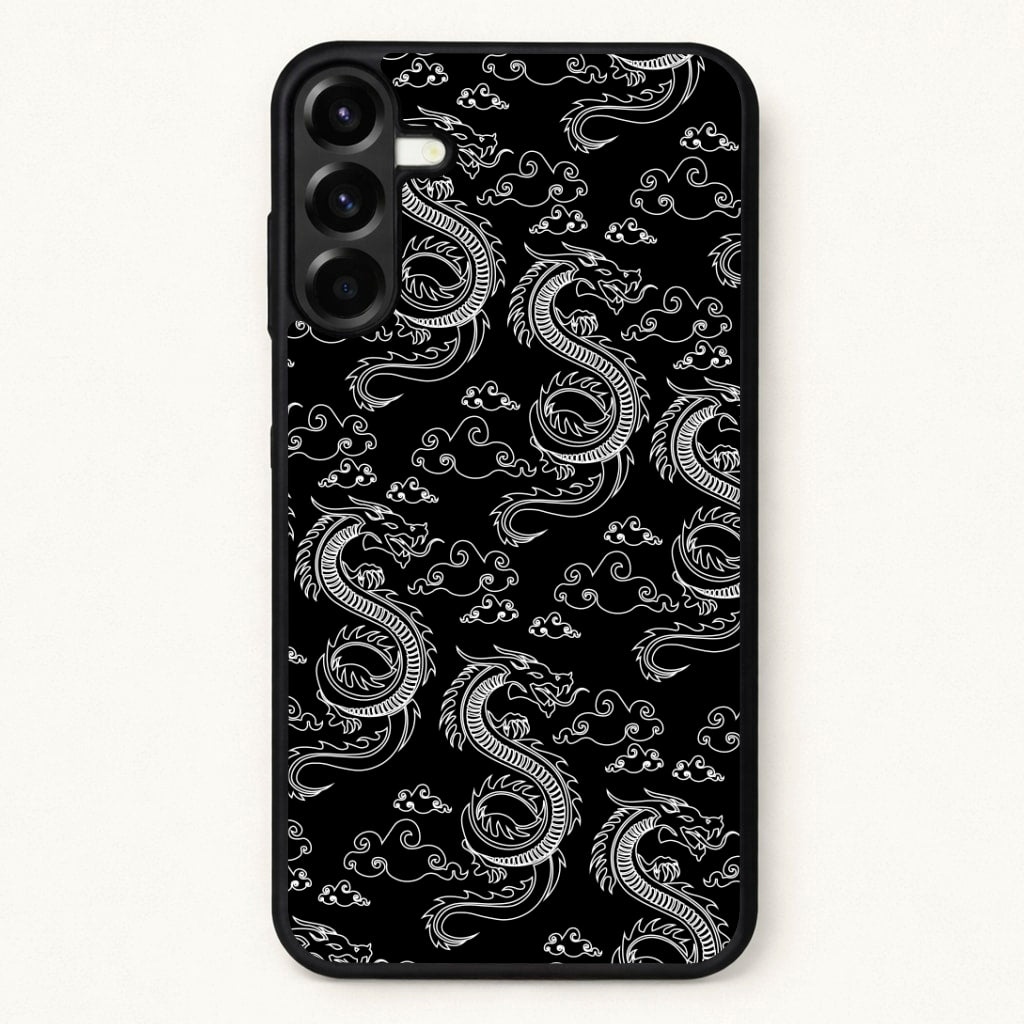 Black And White Dragon Pattern Phone Case for Galaxy A57