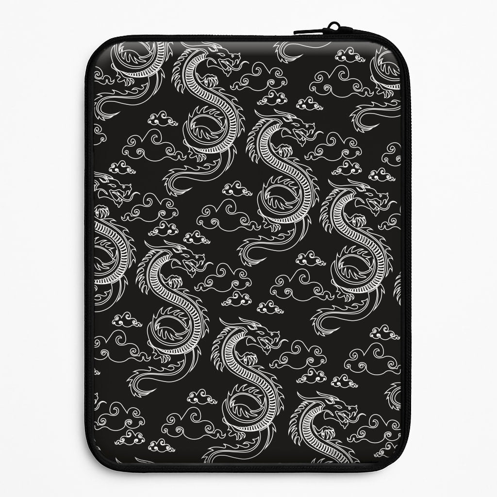 Black And White Dragon Pattern Laptop Sleeve
