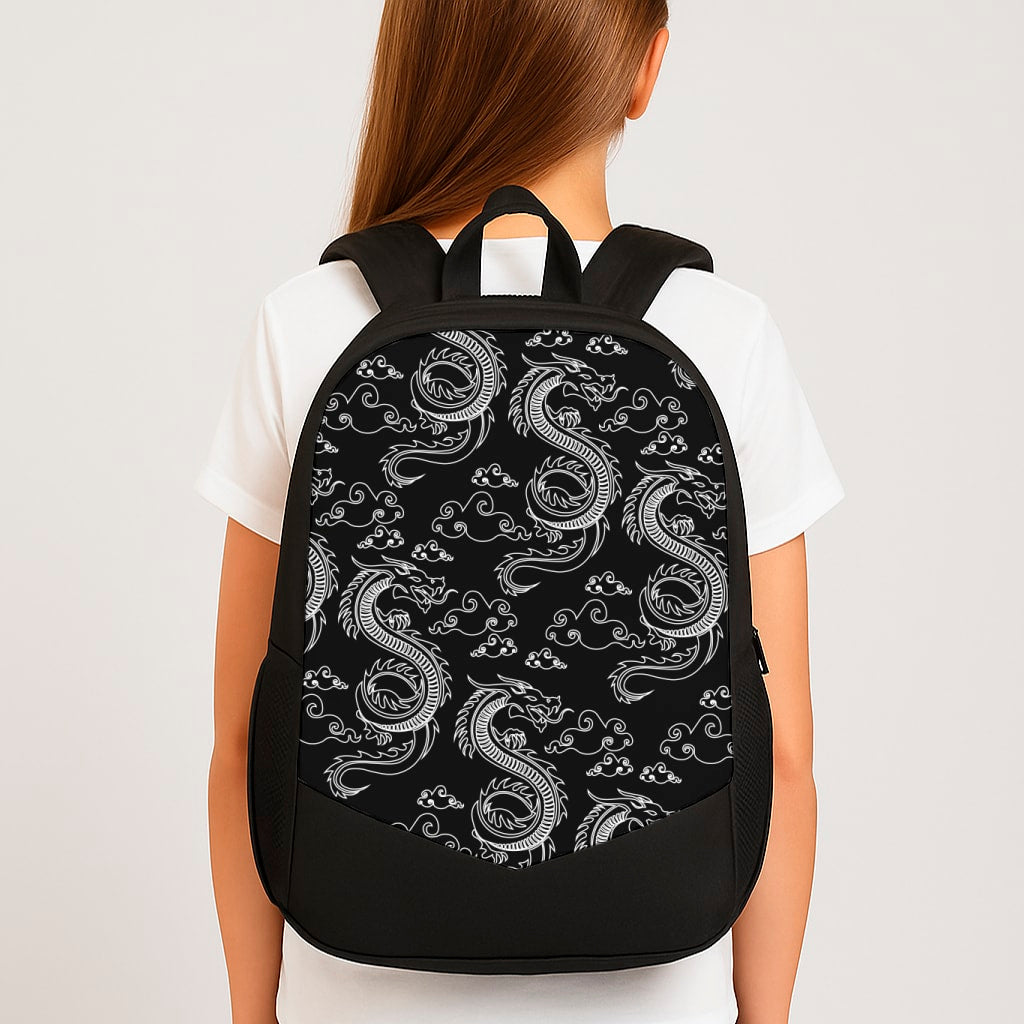 Black And White Dragon Pattern Backpack