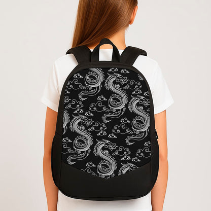 Black And White Dragon Pattern Backpack