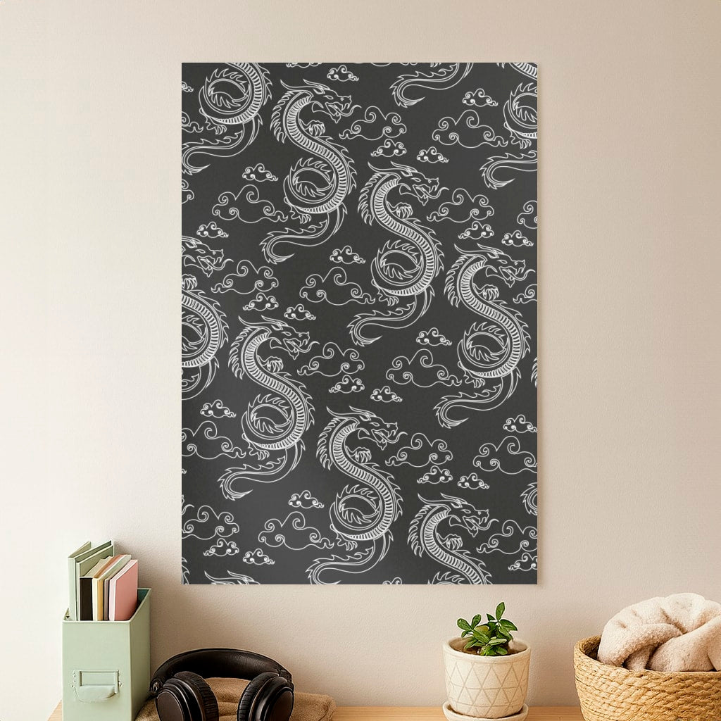 Black And White Dragon Pattern Poster
