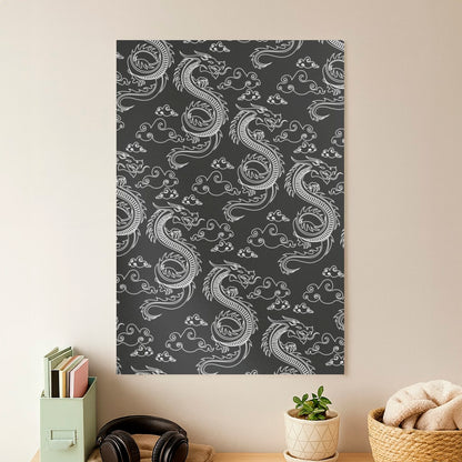 Black And White Dragon Pattern Poster