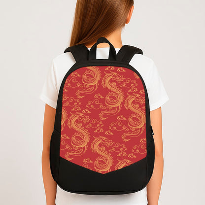 Red And Gold Dragon Pattern Backpack