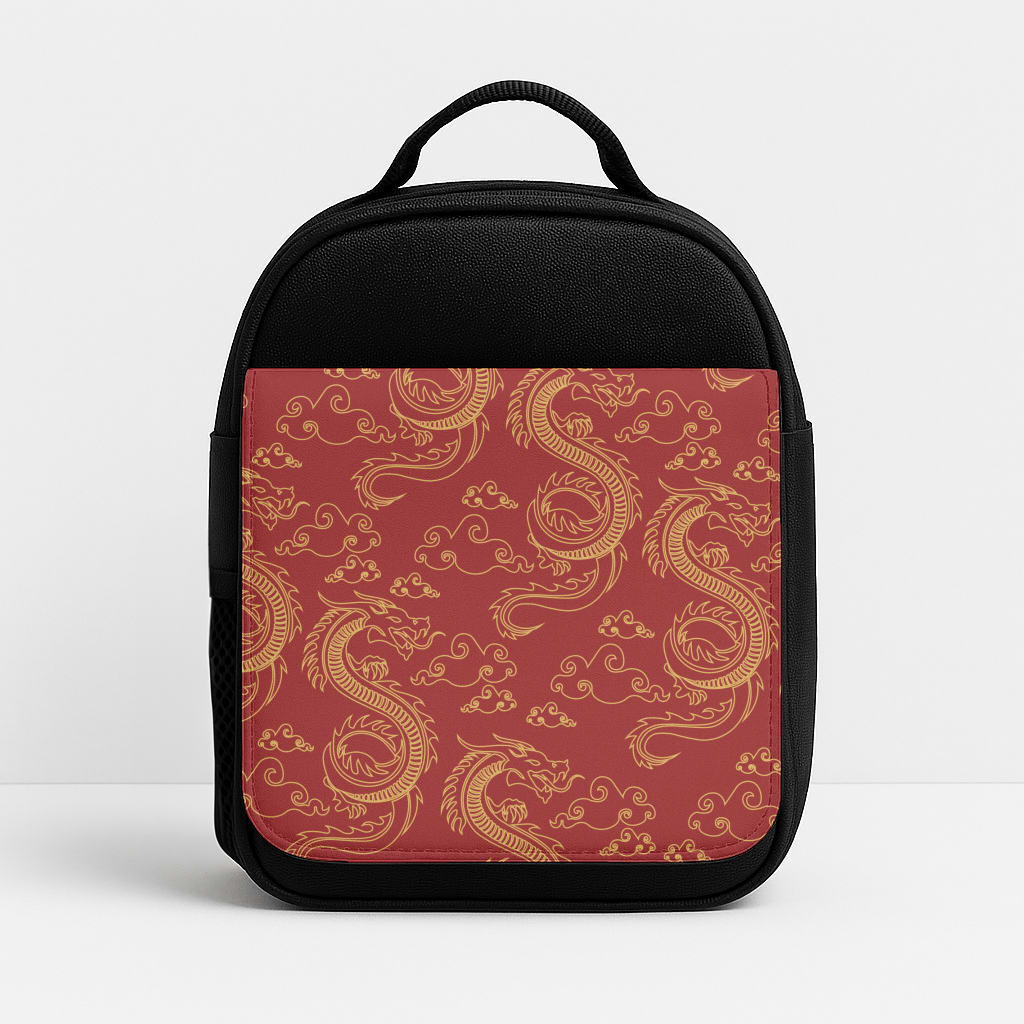 Red And Gold Dragon Pattern Lunchbox