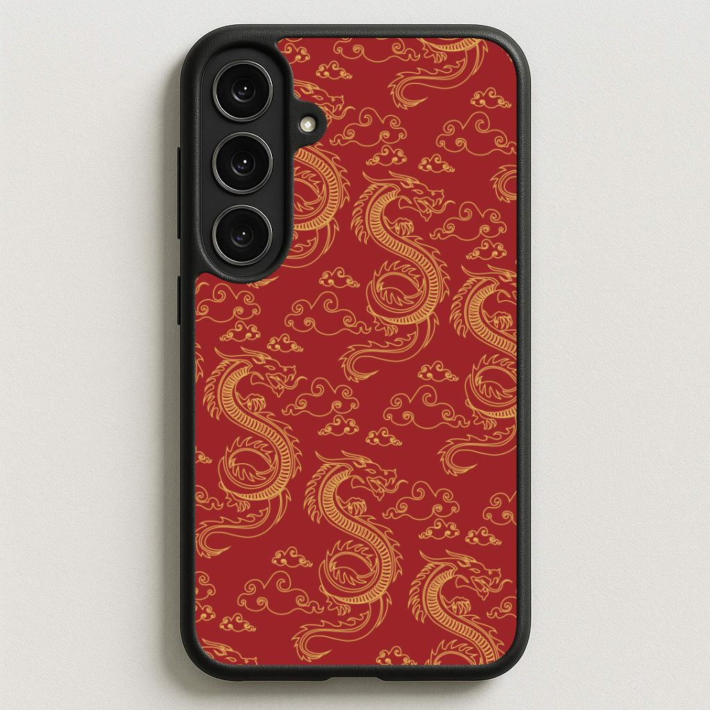 Red And Gold Dragon Pattern Phone Case for Galaxy S25FE
