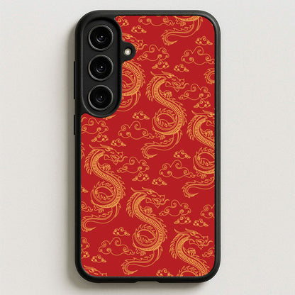 Red And Gold Dragon Pattern Phone Case for Galaxy S25FE