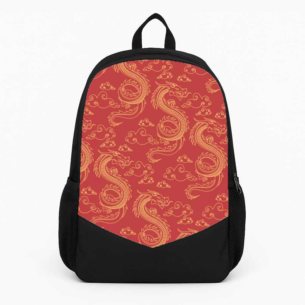 Red And Gold Dragon Pattern Backpack