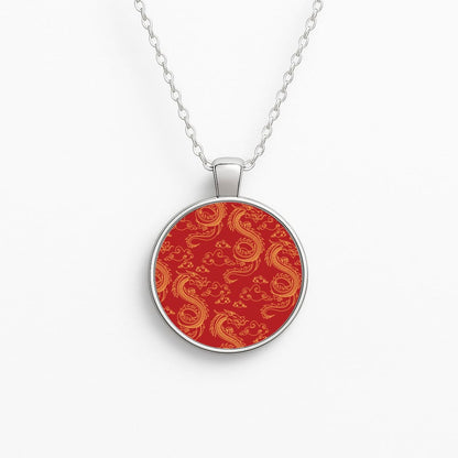 Red And Gold Dragon Pattern Necklace