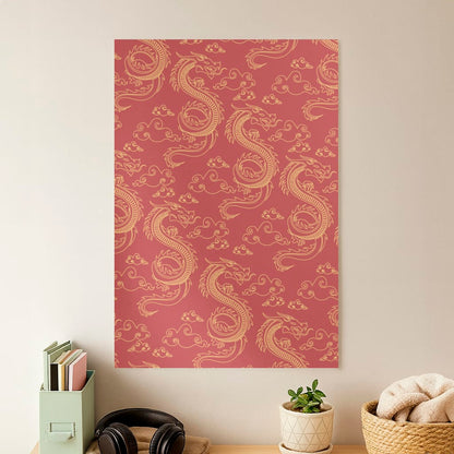 Red And Gold Dragon Pattern Poster