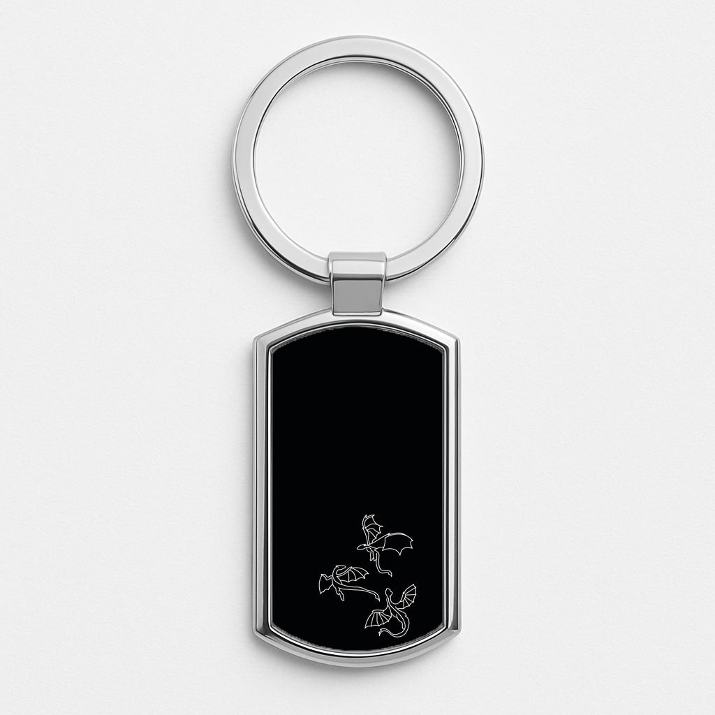 Three Dragons - Dragon Patterns Silver Keyring