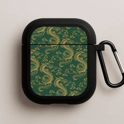 Green And Gold Dragon Pattern AirPods Case