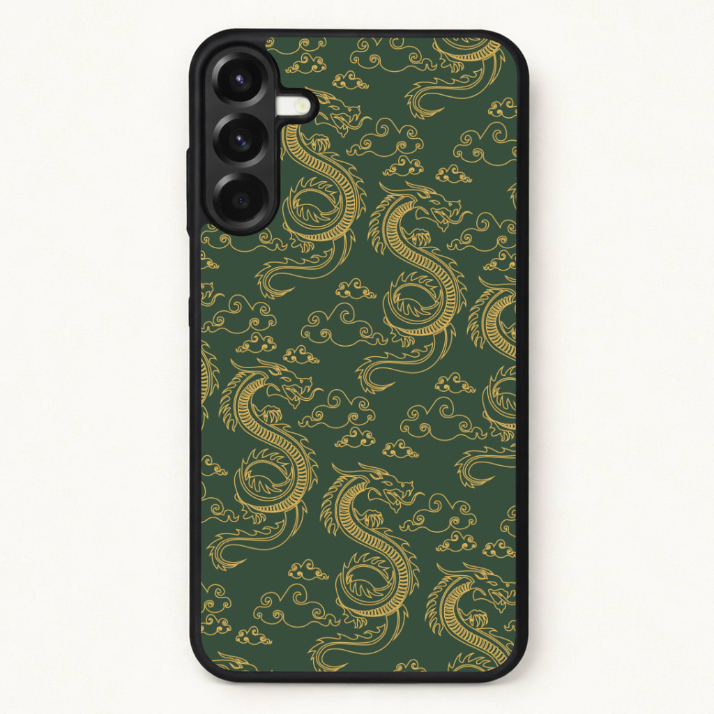 Green And Gold Dragon Pattern Phone Case for Galaxy A37