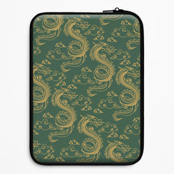 Green And Gold Dragon Pattern Laptop Sleeve