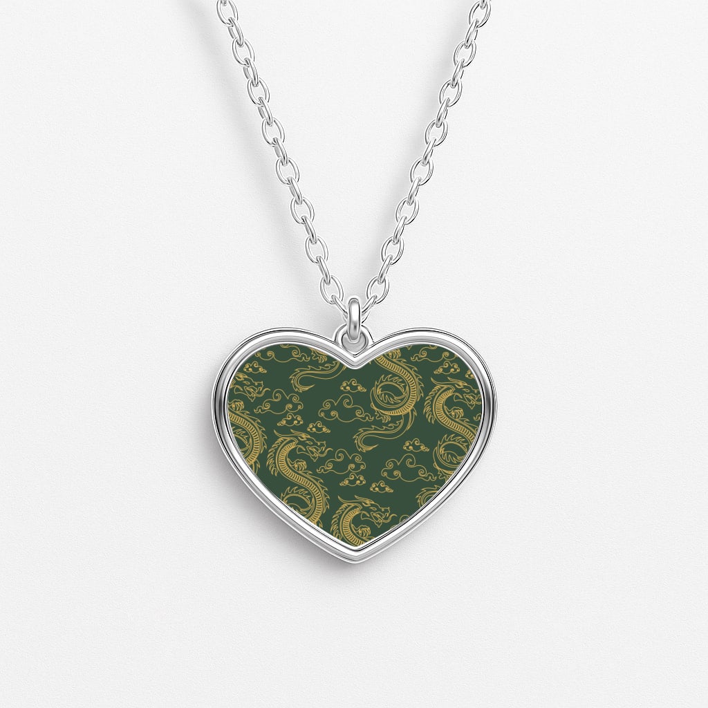 Green And Gold Dragon Pattern Necklace