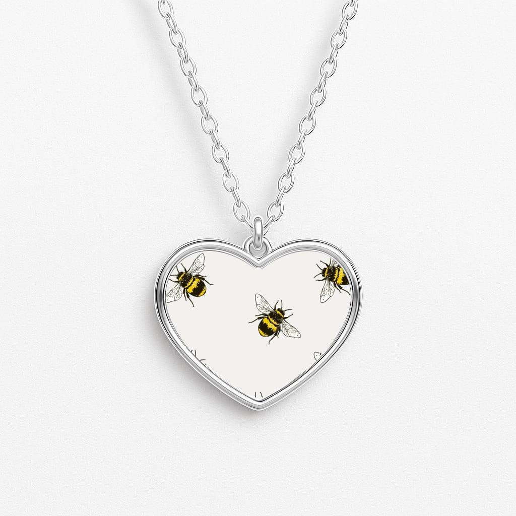 Bumblebee Pattern  Heart Necklace