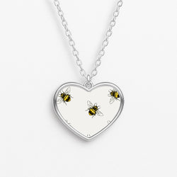 Bumblebee Pattern  Heart Necklace