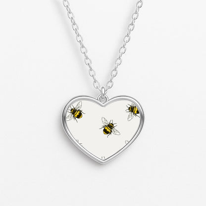 Bumblebee Pattern  Heart Necklace