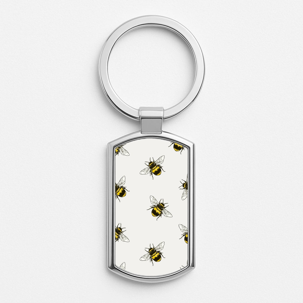 Bumblebee Pattern  Silver Keyring