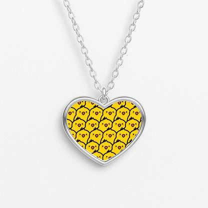 Chick Pattern Heart Necklace