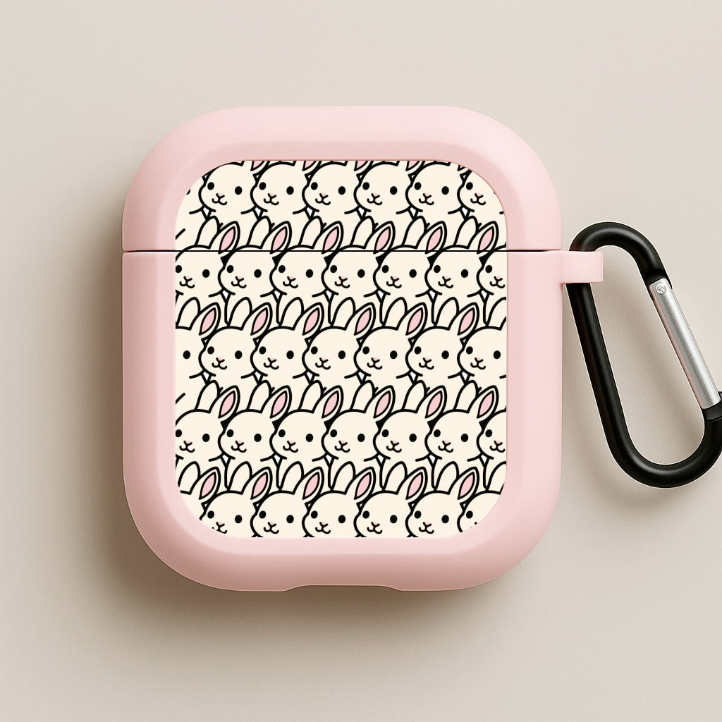 Bunny Rabbit Pattern Pink AirPods Case
