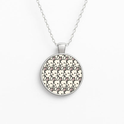 Bunny Rabbit Pattern Circle Necklace
