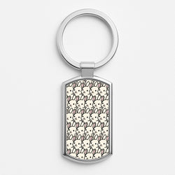 Bunny Rabbit Pattern Silver Keyring