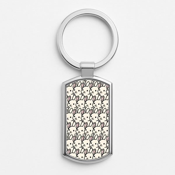 Bunny Rabbit Pattern Silver Keyring