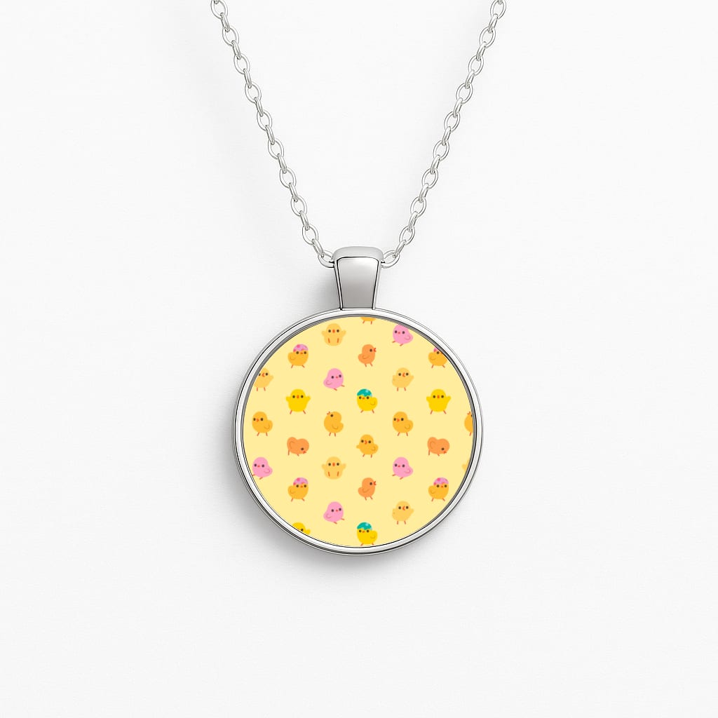 Cute Chick Pattern Circle Necklace