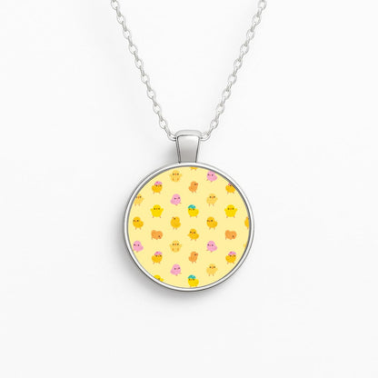 Cute Chick Pattern Circle Necklace