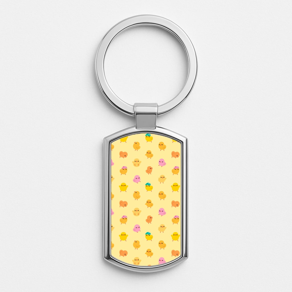 Cute Chick Pattern Silver Keyring