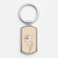 Spring Daffodil Silver Keyring