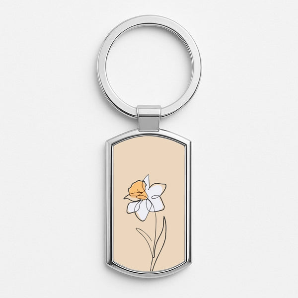 Spring Daffodil Silver Keyring